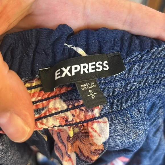 Express Blue Floral Off-Shoulder Blouse - Picture 8 of 9